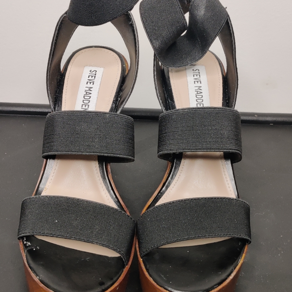 Steve Madden Black Blondy Wedges